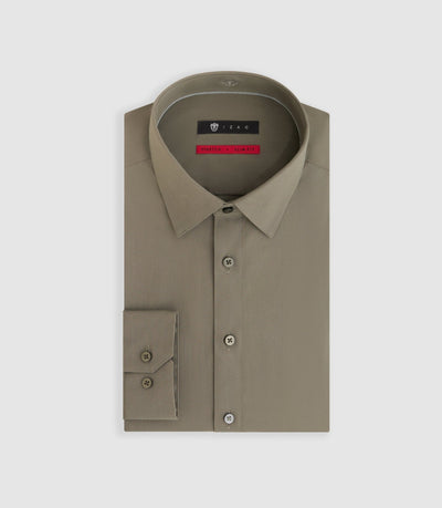 Chemise en popeline stretch kaki "Malte" - IZAC