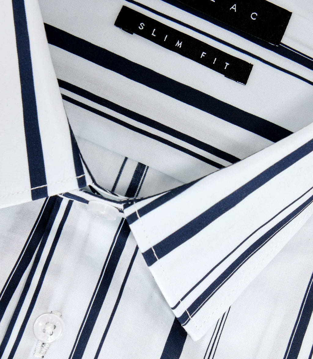 Chemise à rayures blanche et marine "Manil" - IZAC