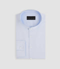 Chemise satin stretch col mao ciel "Marcel" - IZAC