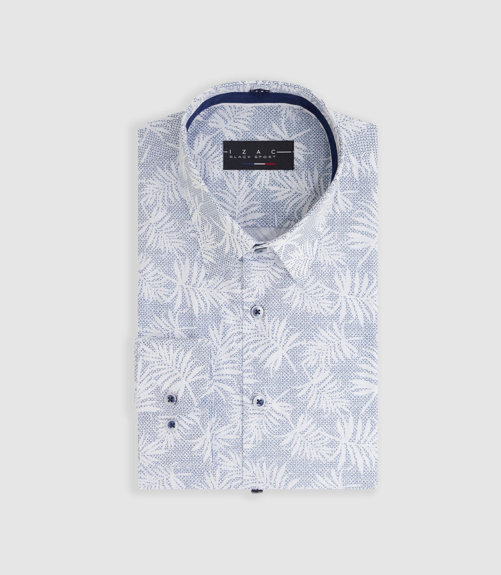 Chemise à imprimé feuillage bleue "Marwin" - IZAC