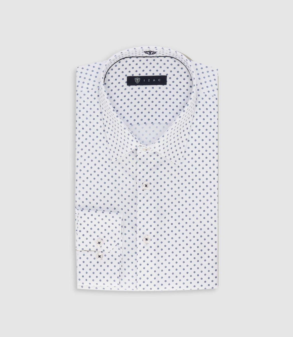 Chemise slim à imprimé micro motifs blanc MATHEWOUT - IZAC