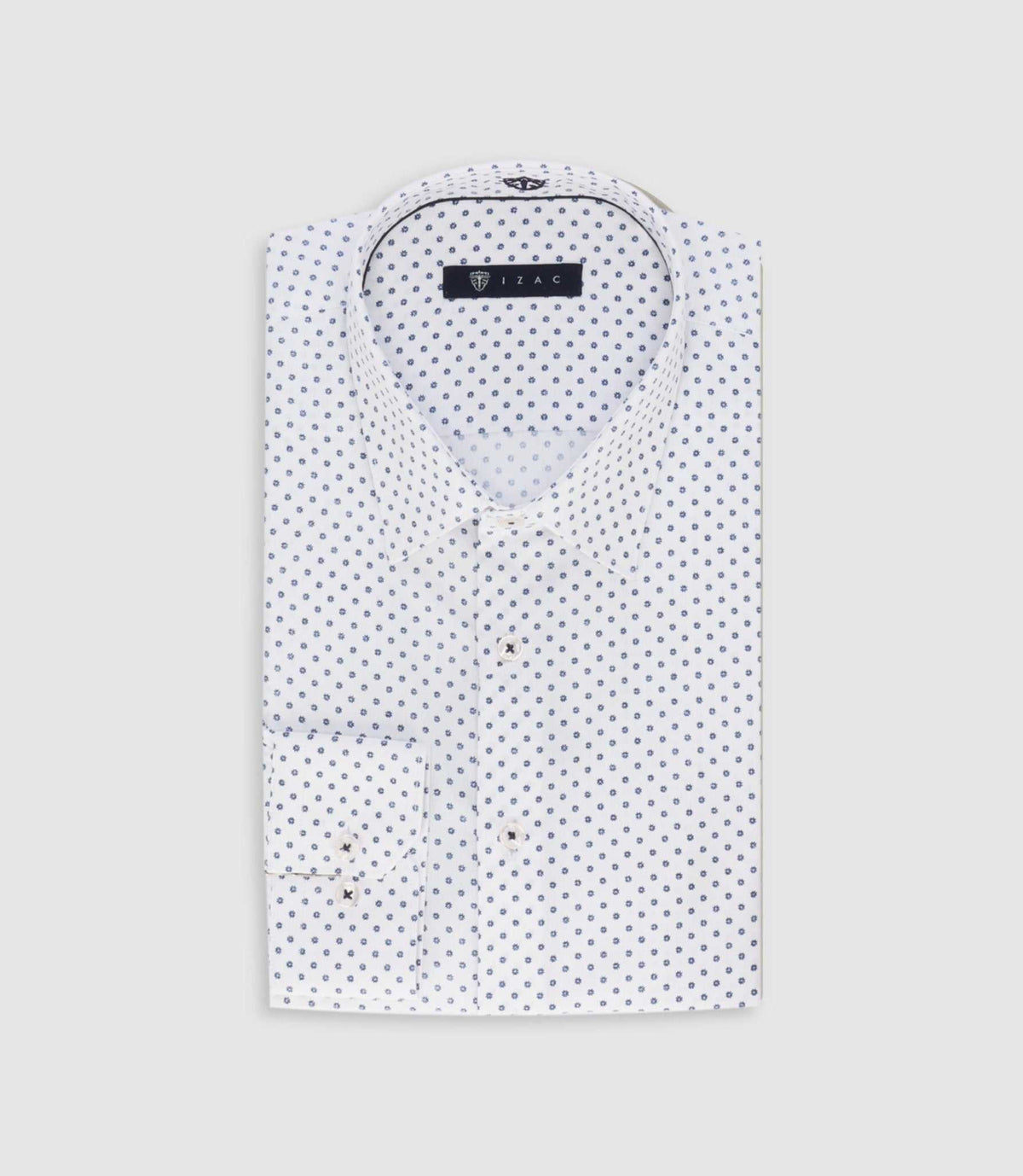 Chemise slim à imprimé micro motifs blanc MATHEWOUT - IZAC
