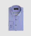 Chemise à rayures bleue et camel "Mayol" - IZAC