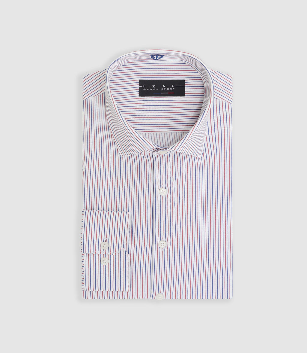Chemise à rayures bleue et rouge "Mazen" - IZAC
