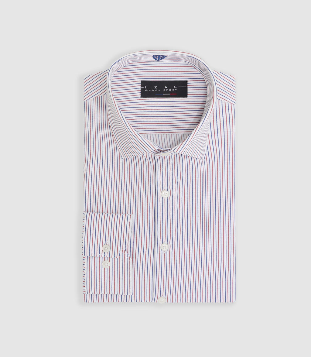 Chemise à rayures bleue et rouge "Mazen" - IZAC