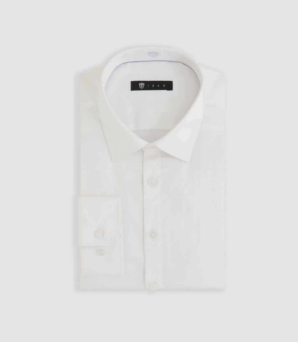 Chemise regular en satin stretch blanche SASTRETCHBSOUT - IZAC