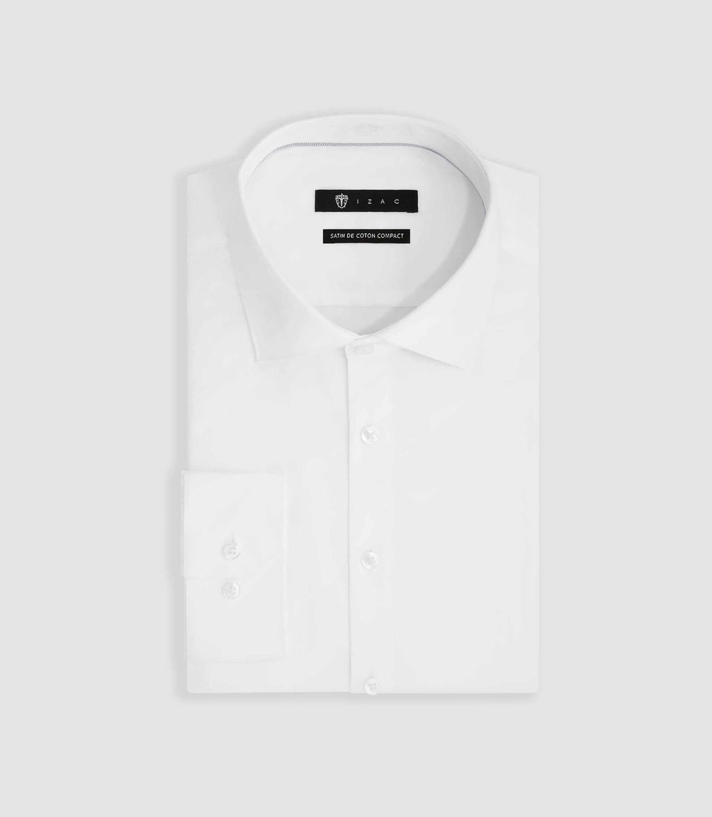 Chemise satin slim blanche "Satinslim" - IZAC