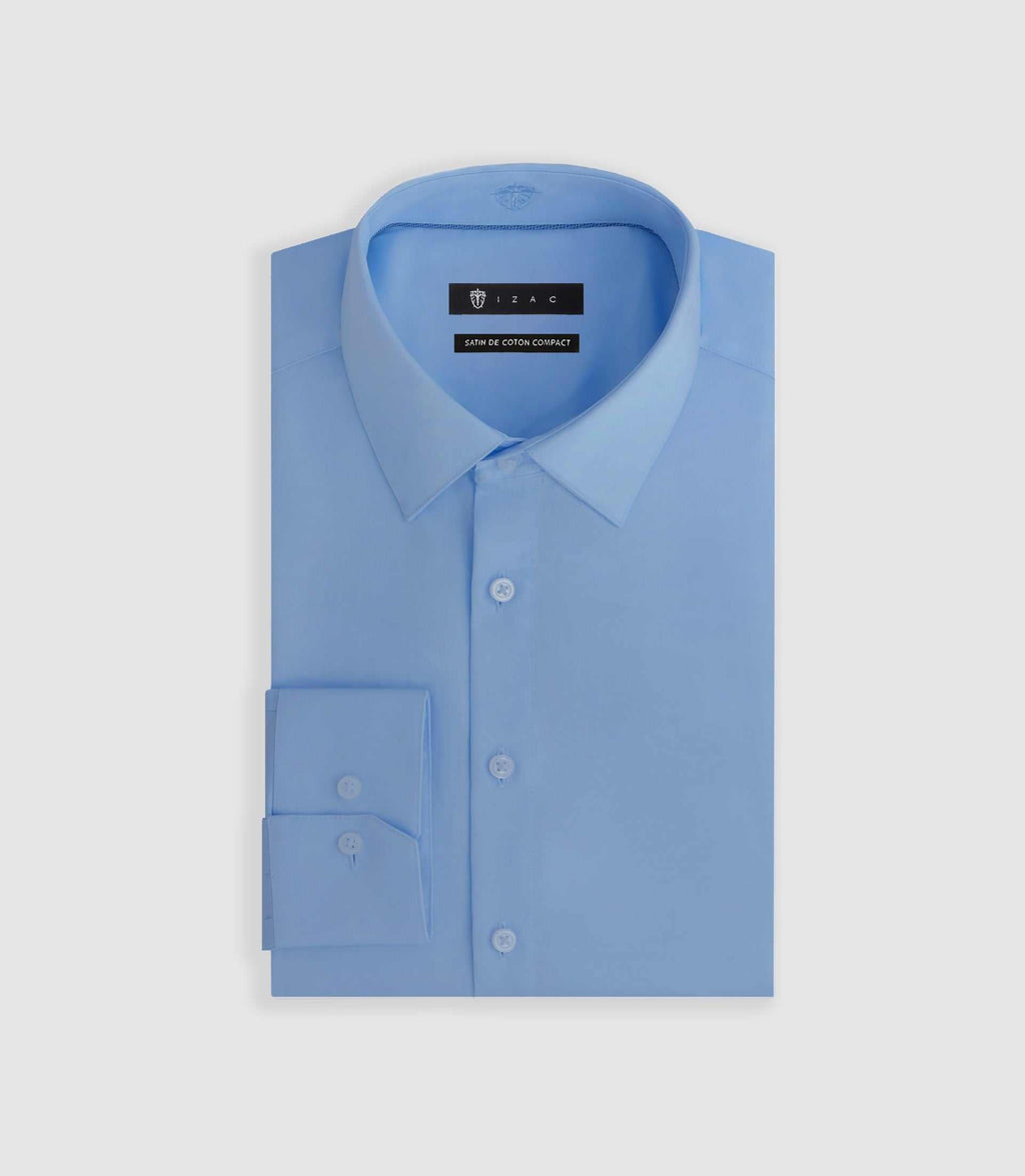 Chemise slim bleu glacé "Satinslim" - IZAC