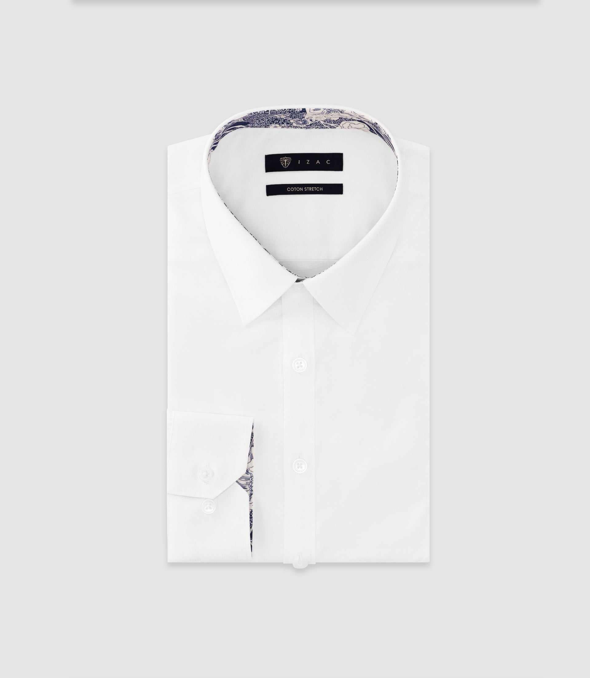 Chemise uni garni BLANC - IZAC