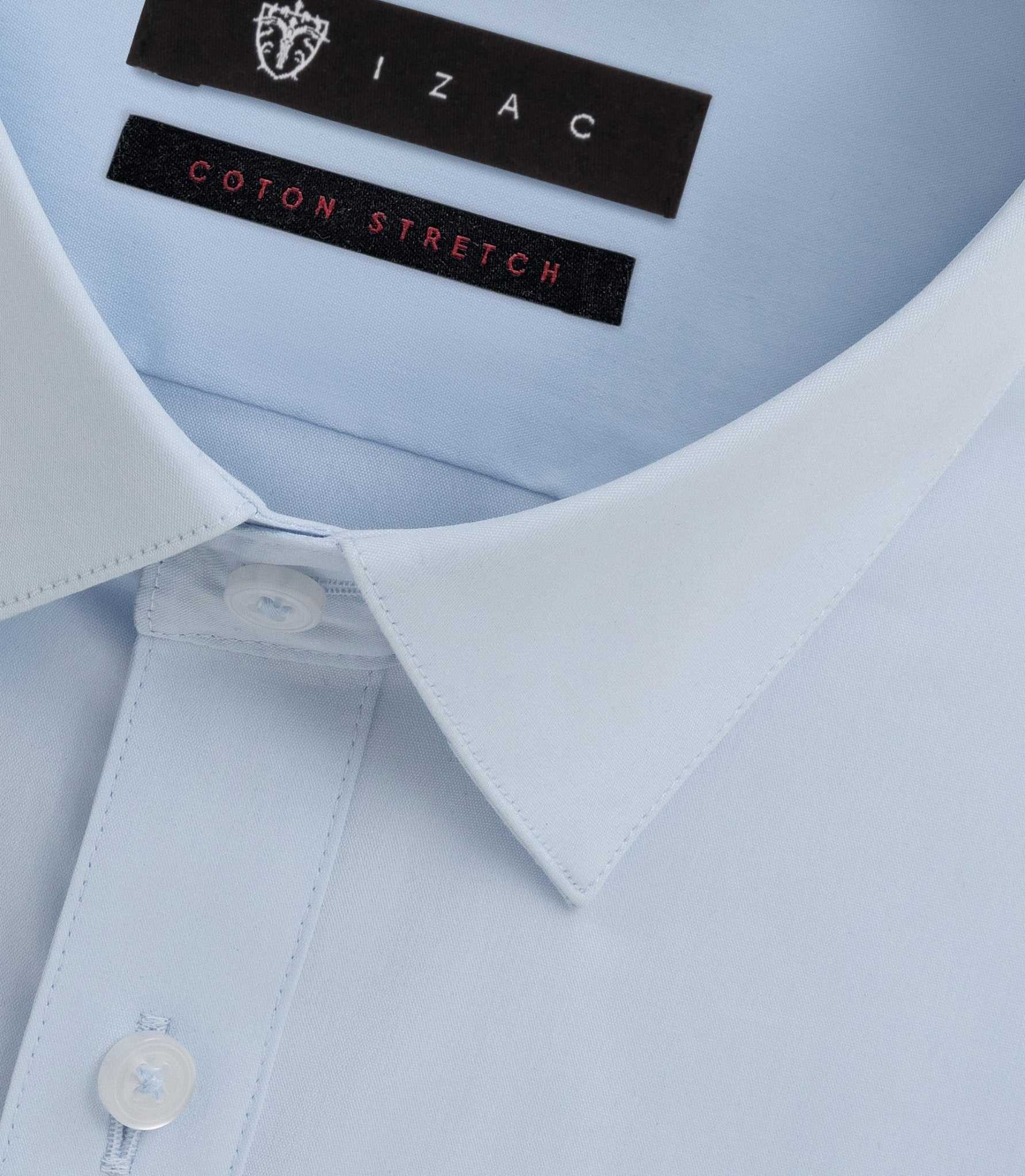 Chemise slim en popeline stretch bleu ciel MALTEBT - IZAC