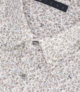 Chemise slim à imprimé fleuris blanche et camel MANU - IZAC