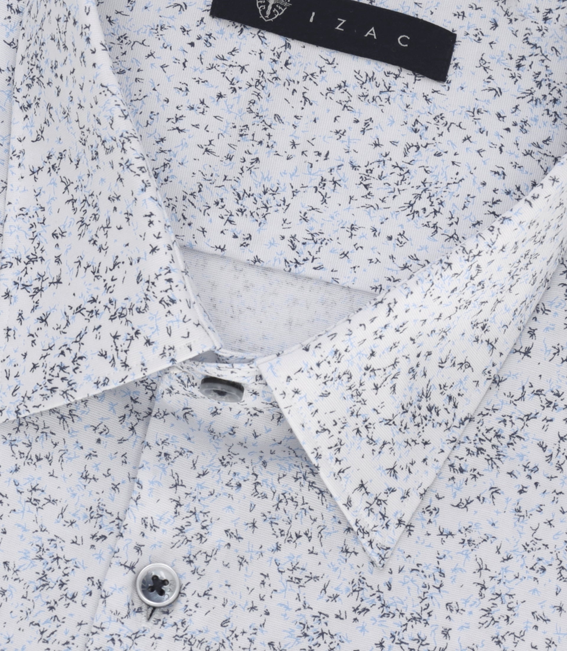 Chemise slim à imprimé floral blanche et marine MANU - IZAC