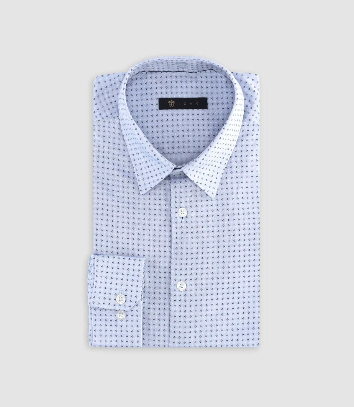 Chemise slim à imprimé micro motifs bleu MARCELLO - IZAC