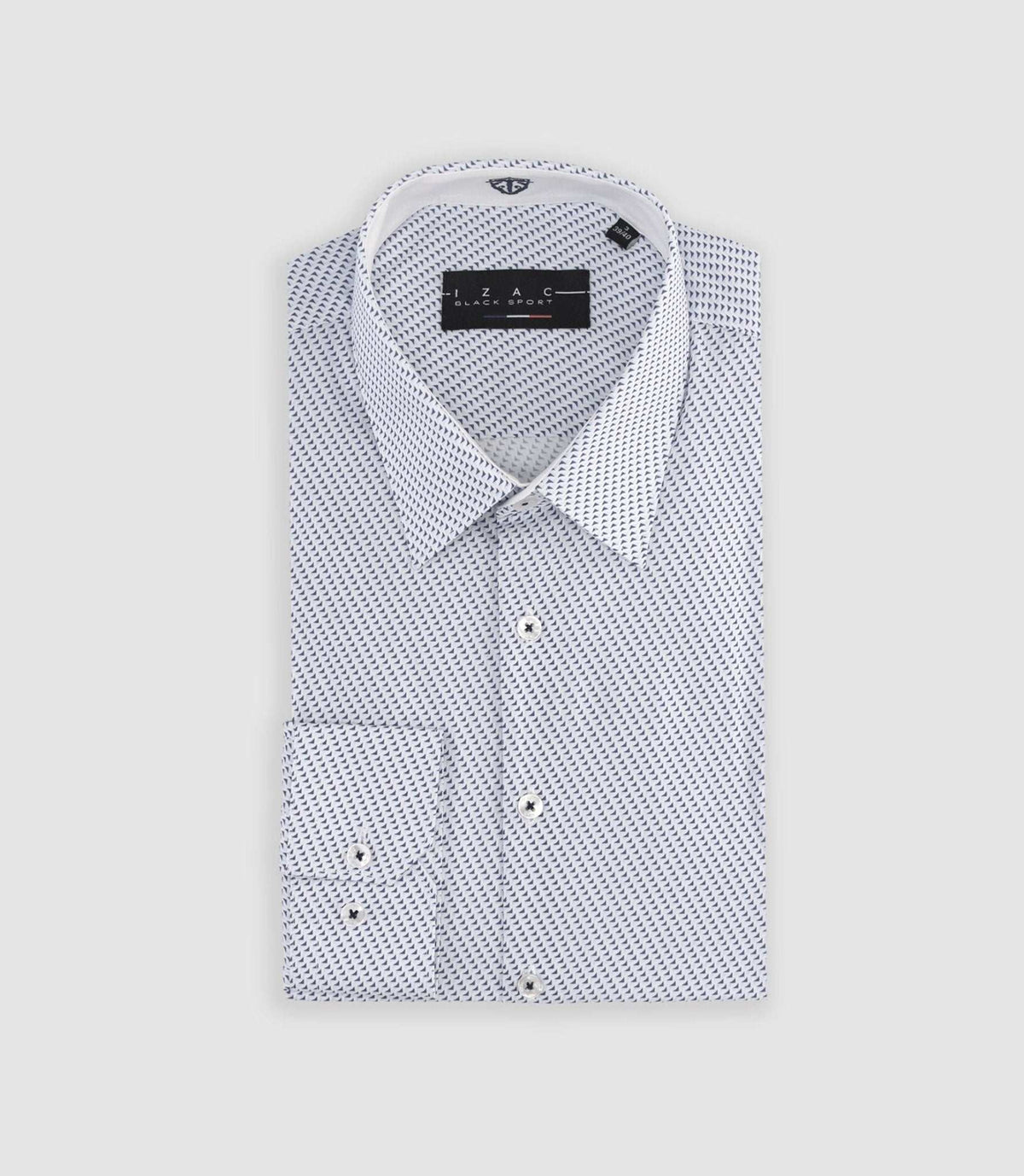 Chemise slim à imprimé micro motifs bleu MATHIS - IZAC