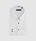 Chemise à imprimé micro motifs blanc et marine MATT - IZAC