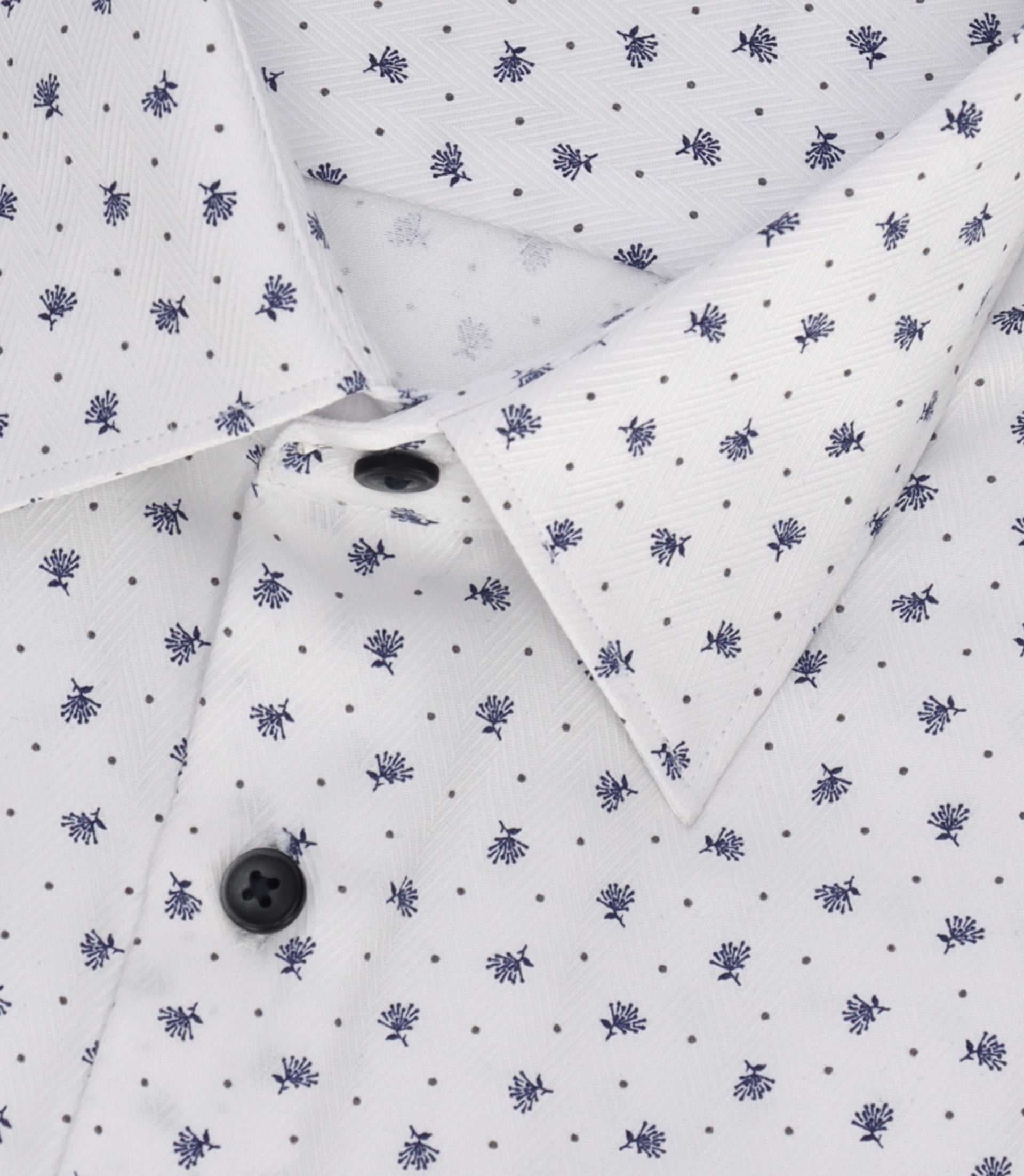 Chemise à imprimé micro motifs blanc et marine MATT - IZAC