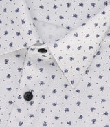 Chemise à imprimé micro motifs blanc et marine MATT - IZAC
