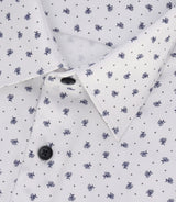 Chemise à imprimé micro motifs blanc et marine MATT - IZAC