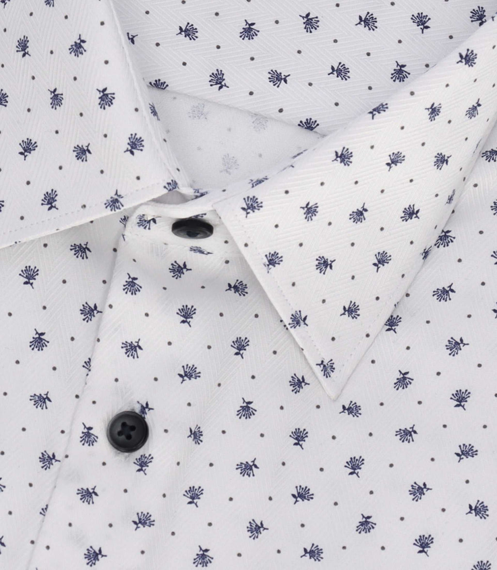 Chemise à imprimé micro motifs blanche et marine MATTBT - IZAC
