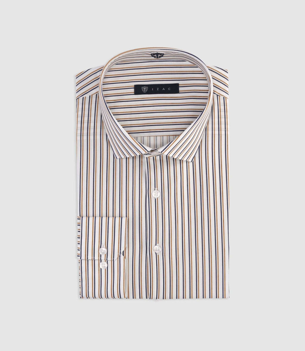 Chemise à rayures marine et camel MICKI - IZAC