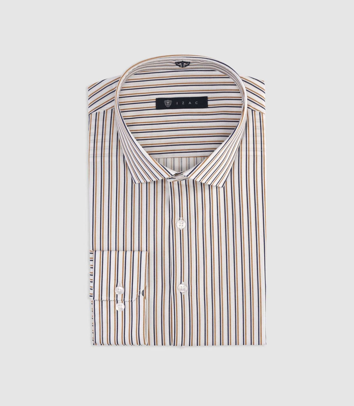 Chemise à rayures marine et camel MICKI - IZAC