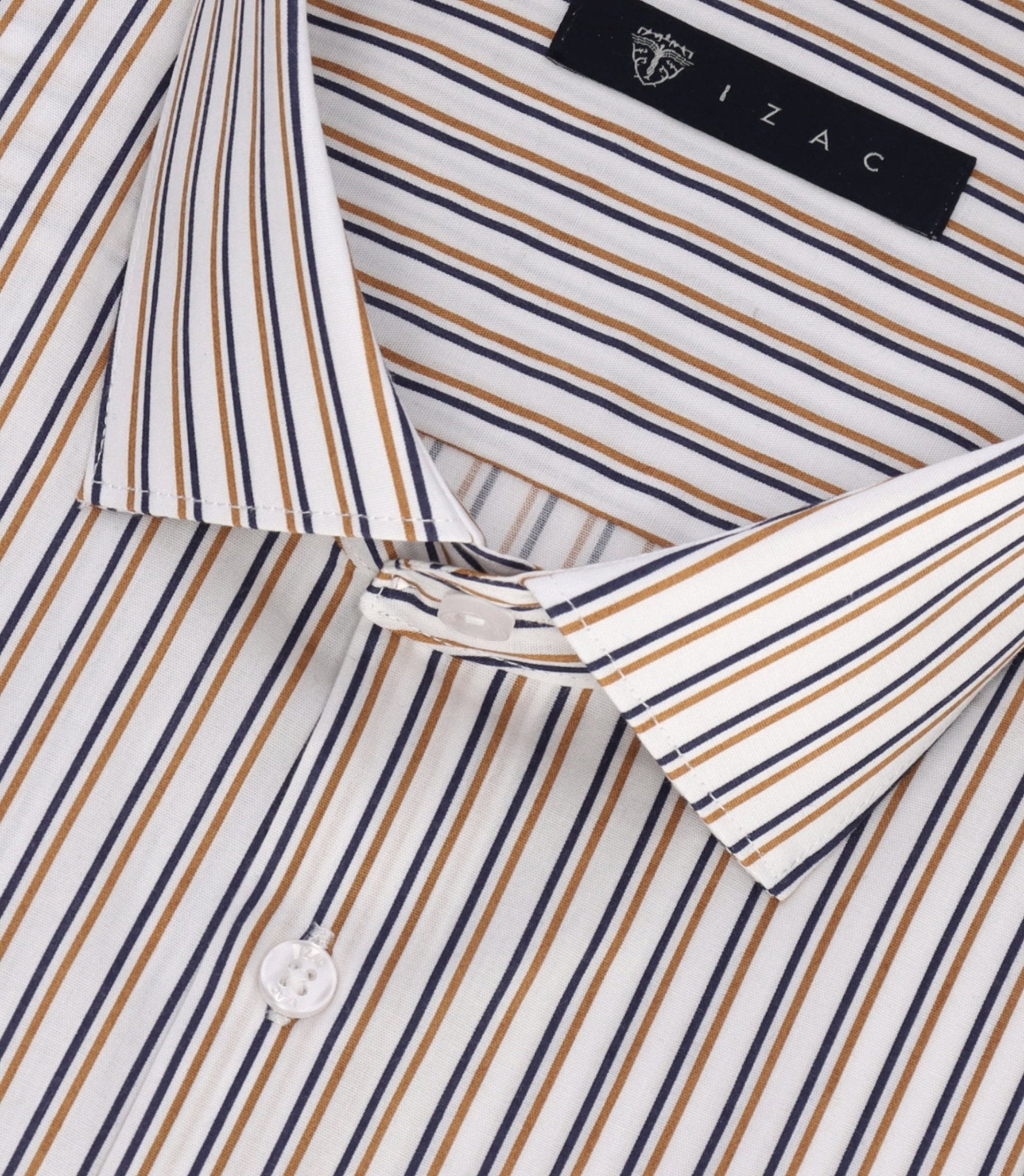Chemise à rayures marine et camel MICKI - IZAC