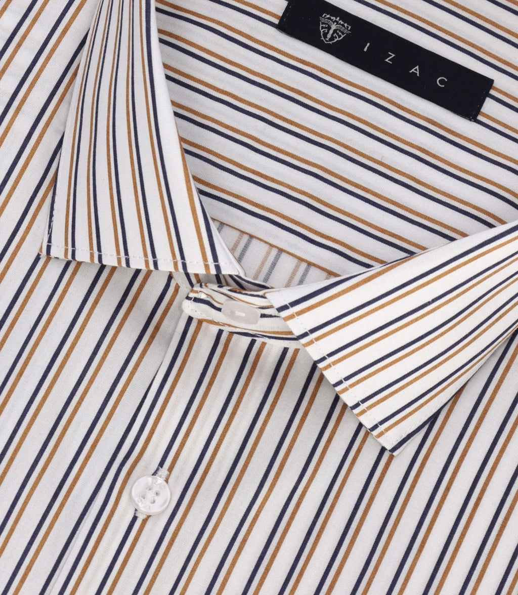 Chemise à rayures marine et camel MICKI - IZAC