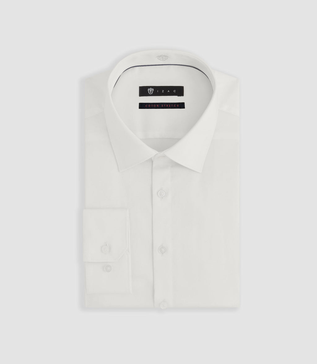 Chemise regular en satin stretch écru SASTRETCHBASIC - IZAC