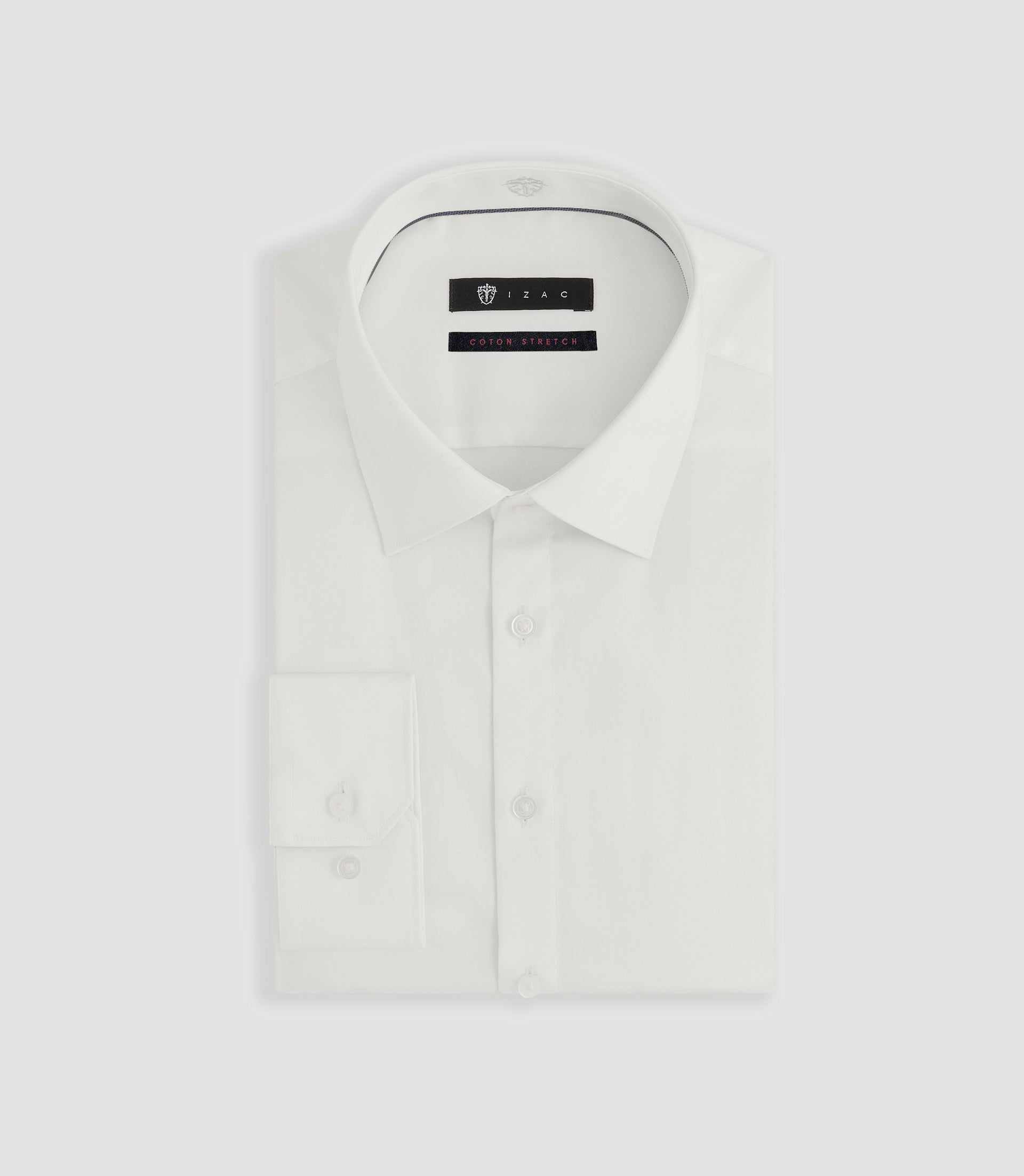 Chemise regular en satin stretch écru SASTRETCHBASIC - IZAC