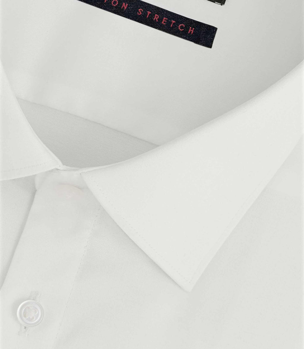 Chemise regular en satin stretch écru SASTRETCHBASIC - IZAC