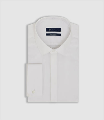 Chemise regular en satin stretch blanche SASTRETCHMIXTE - IZAC