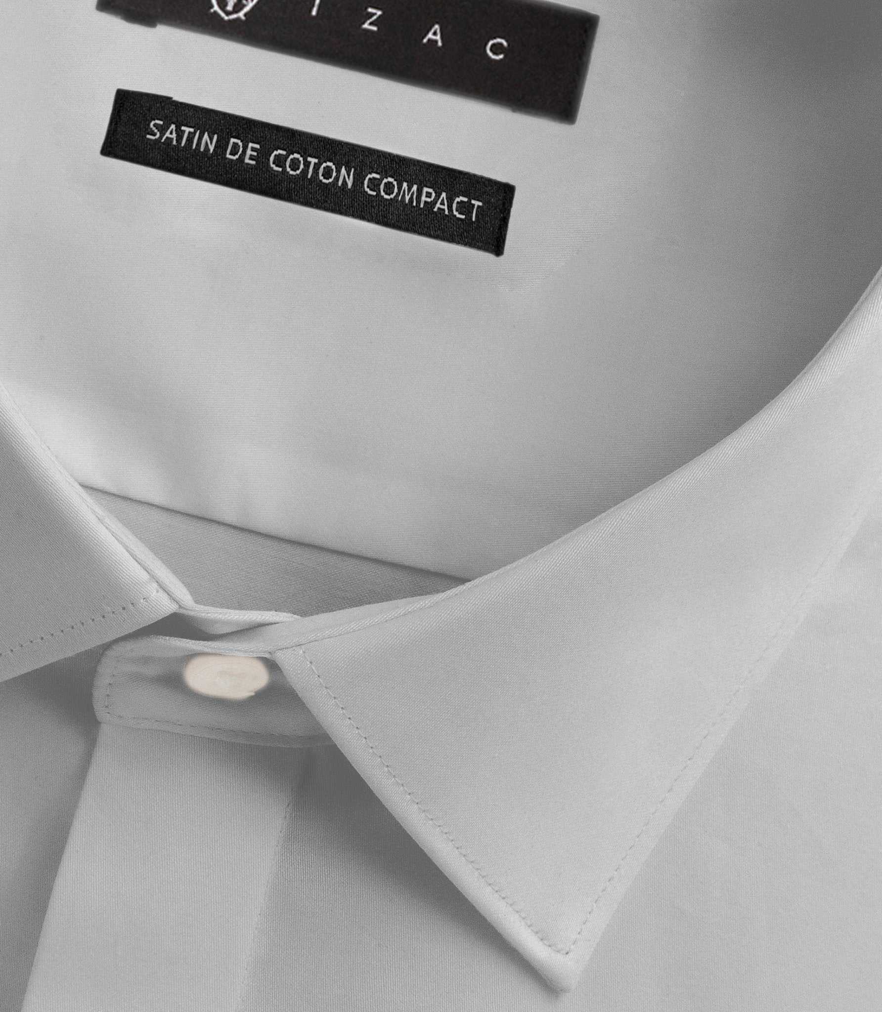 Chemise slim en satin de coton gris perle SATINCACHE - IZAC