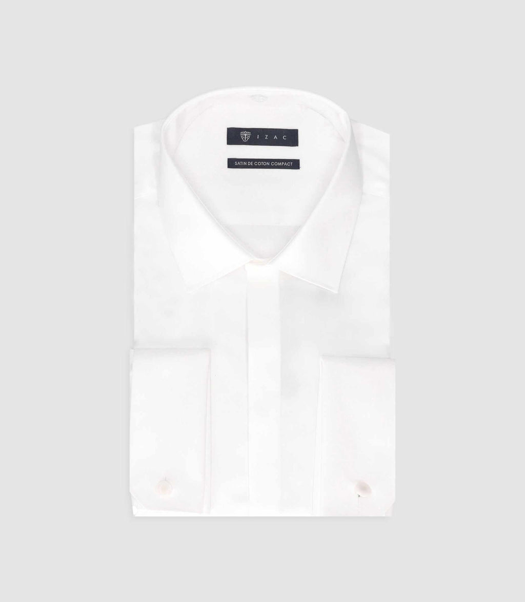 Chemise slim en satin de coton blanc SATINMIXTESLIM - IZAC