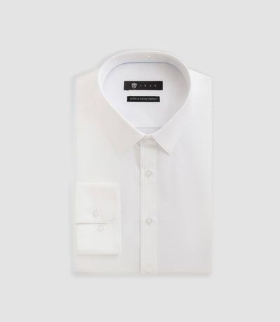 Chemise slim en satin de coton blanc SATINSLIM - IZAC