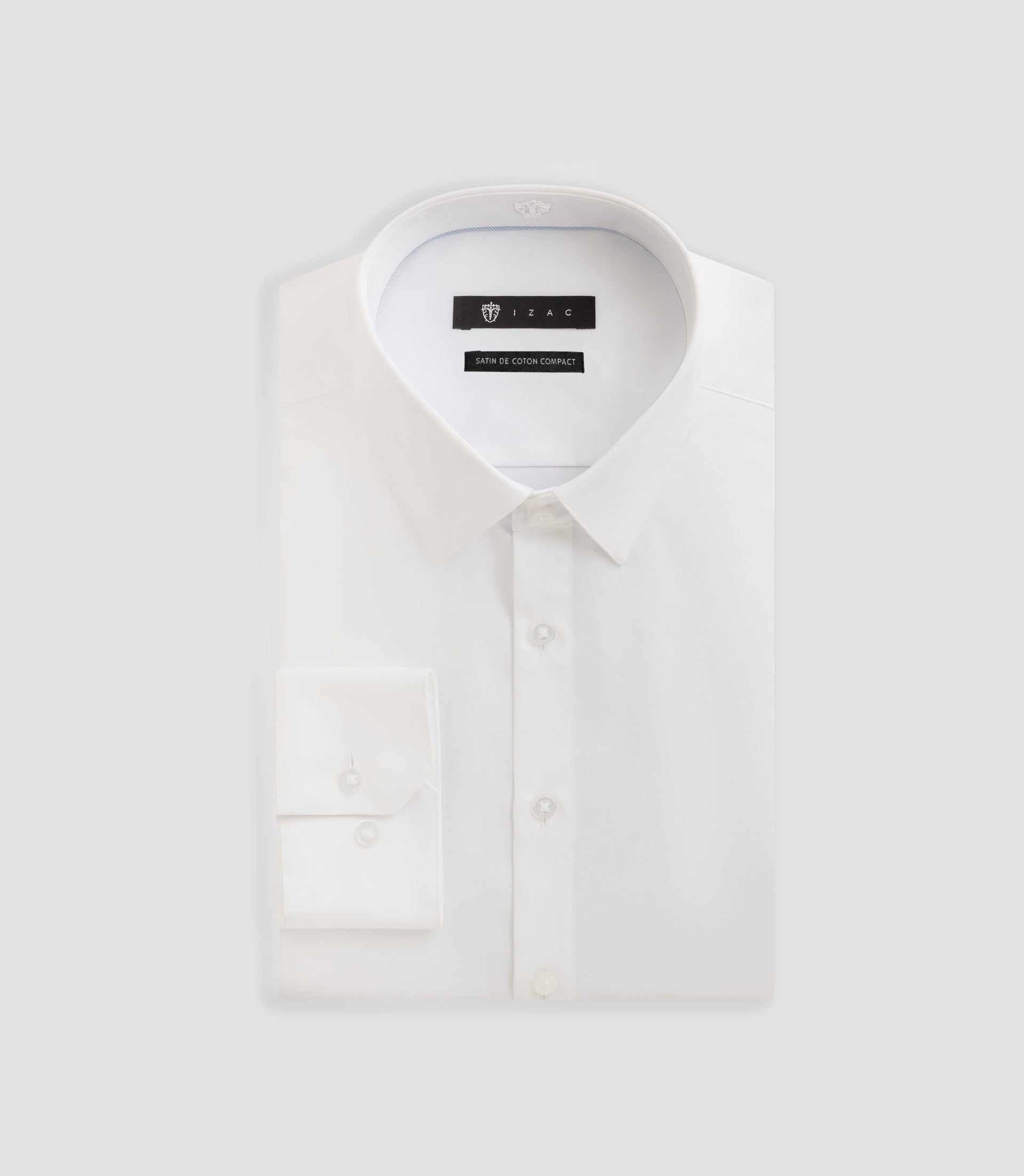 Chemise slim en satin de coton blanc SATINSLIM - IZAC