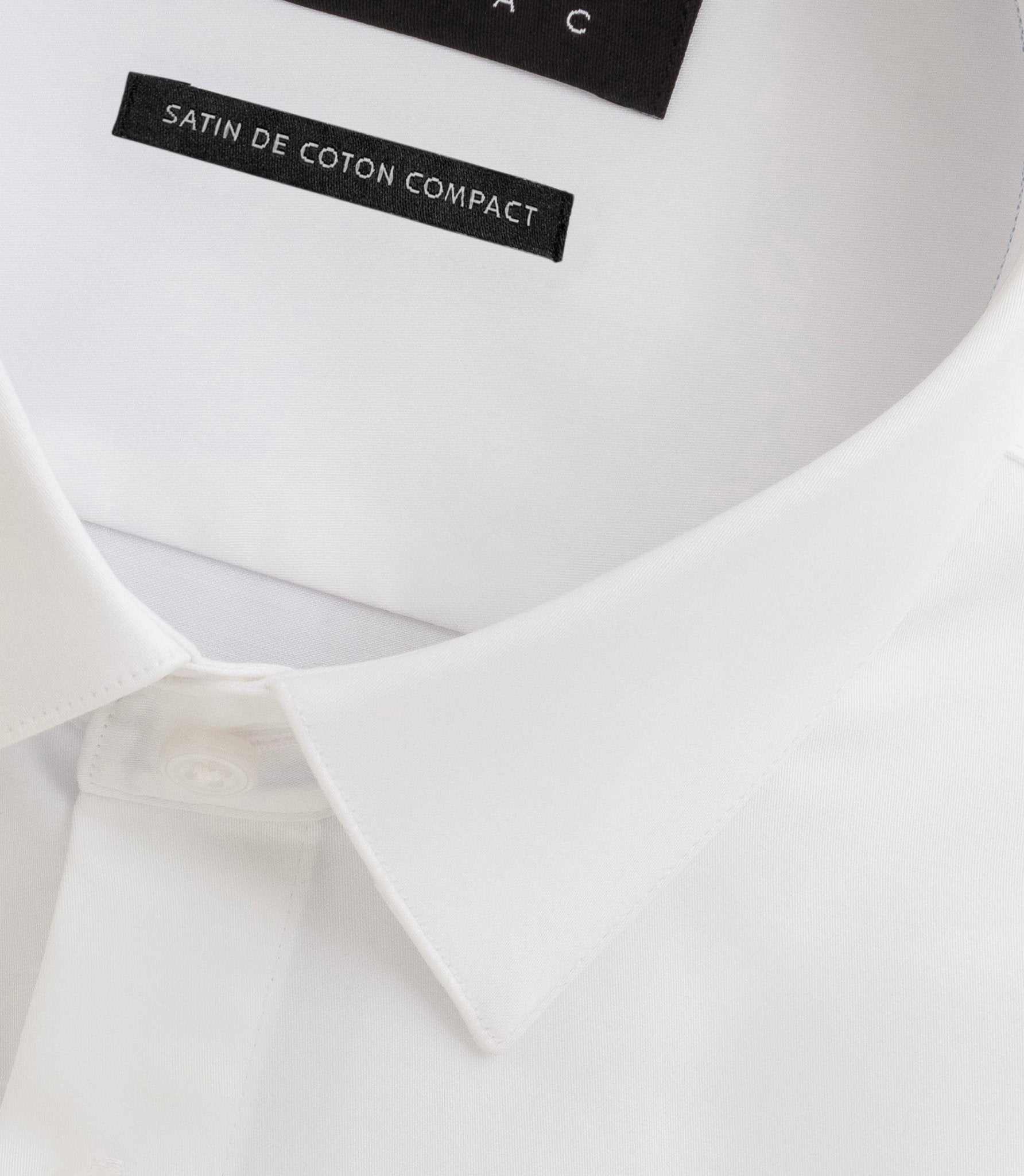 Chemise slim en satin de coton blanc SATINSLIM - IZAC