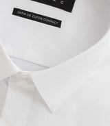 Chemise slim en satin de coton blanc SATINSLIM - IZAC