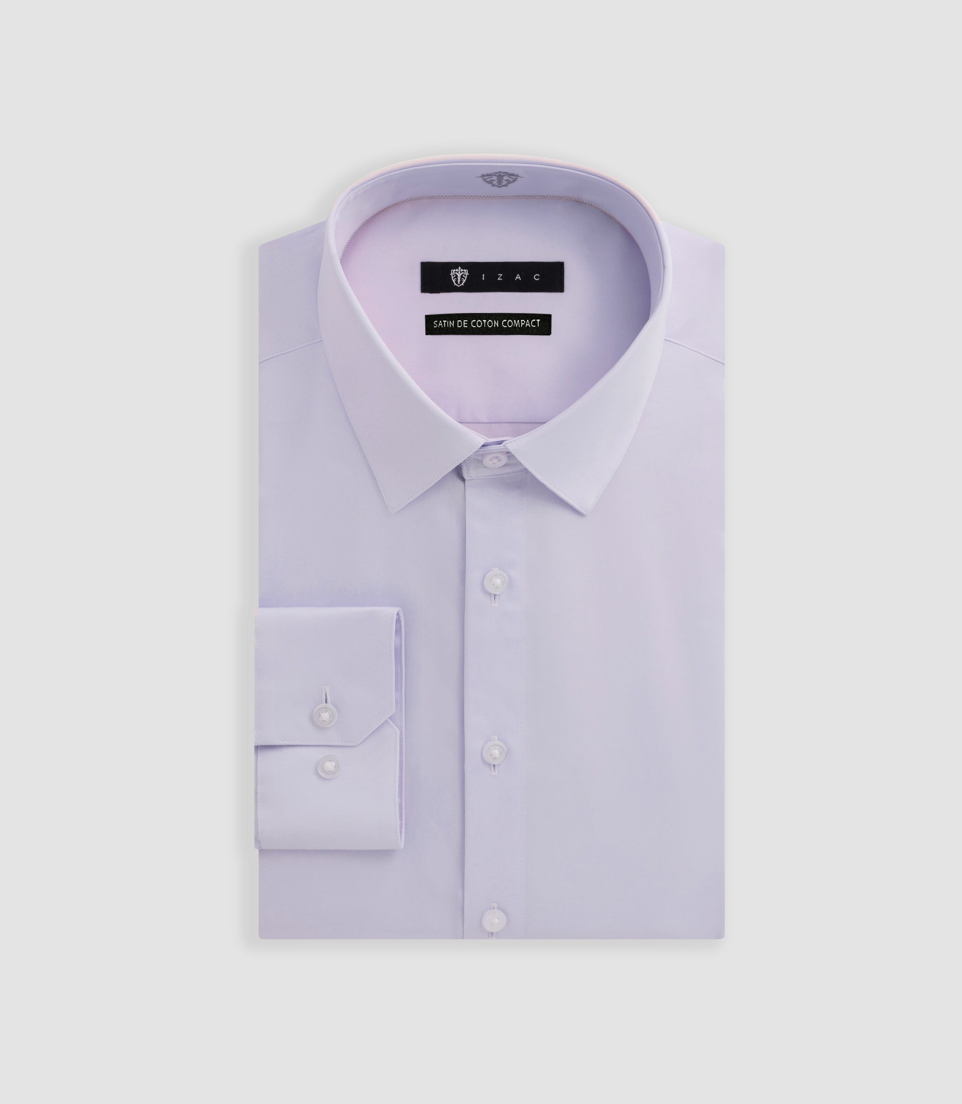 Chemise slim en satin de coton parme SATINSLIM - IZAC