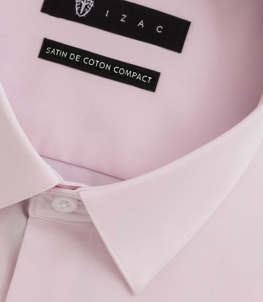 Chemise slim en satin de coton rose SATINSLIM - IZAC