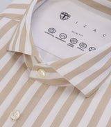 Chemise ajustée rayée beige - IZAC