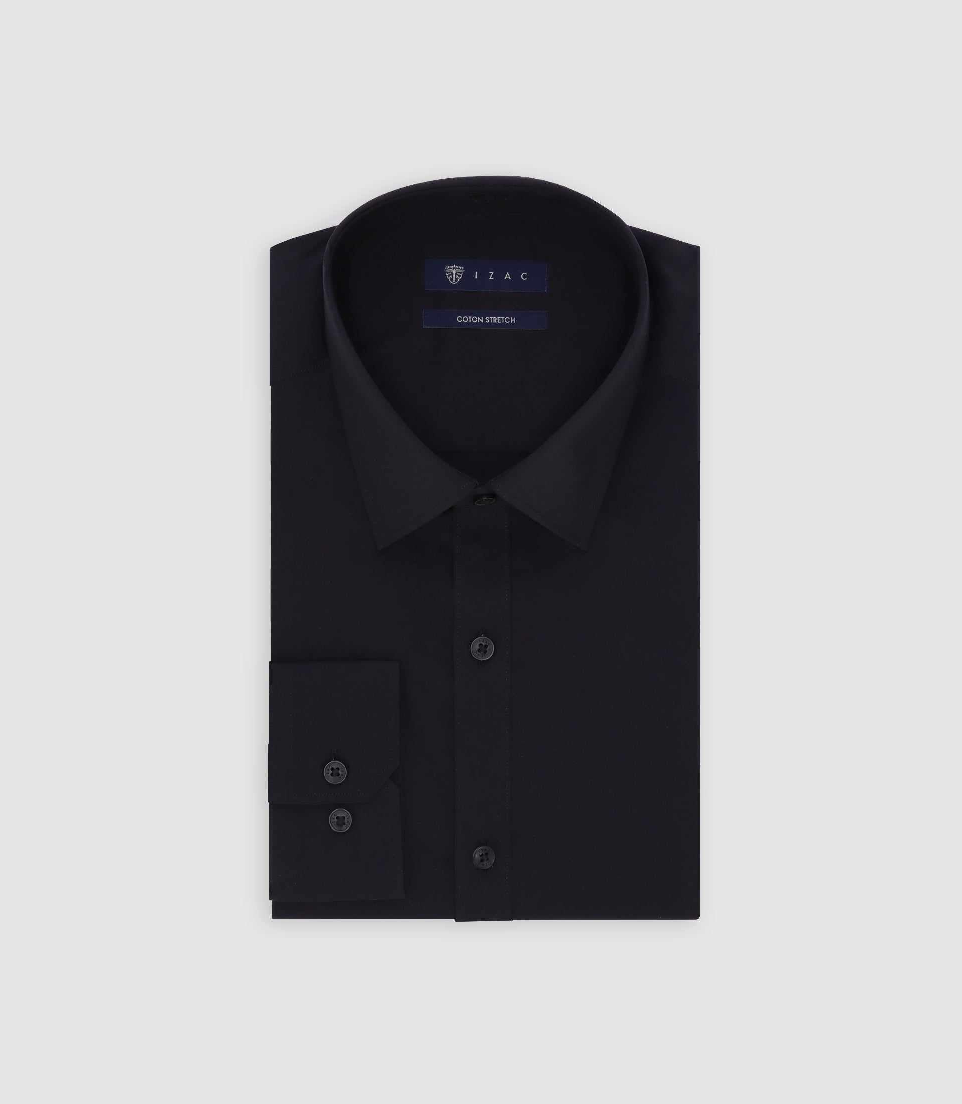Chemise en coton stretch noire - IZAC