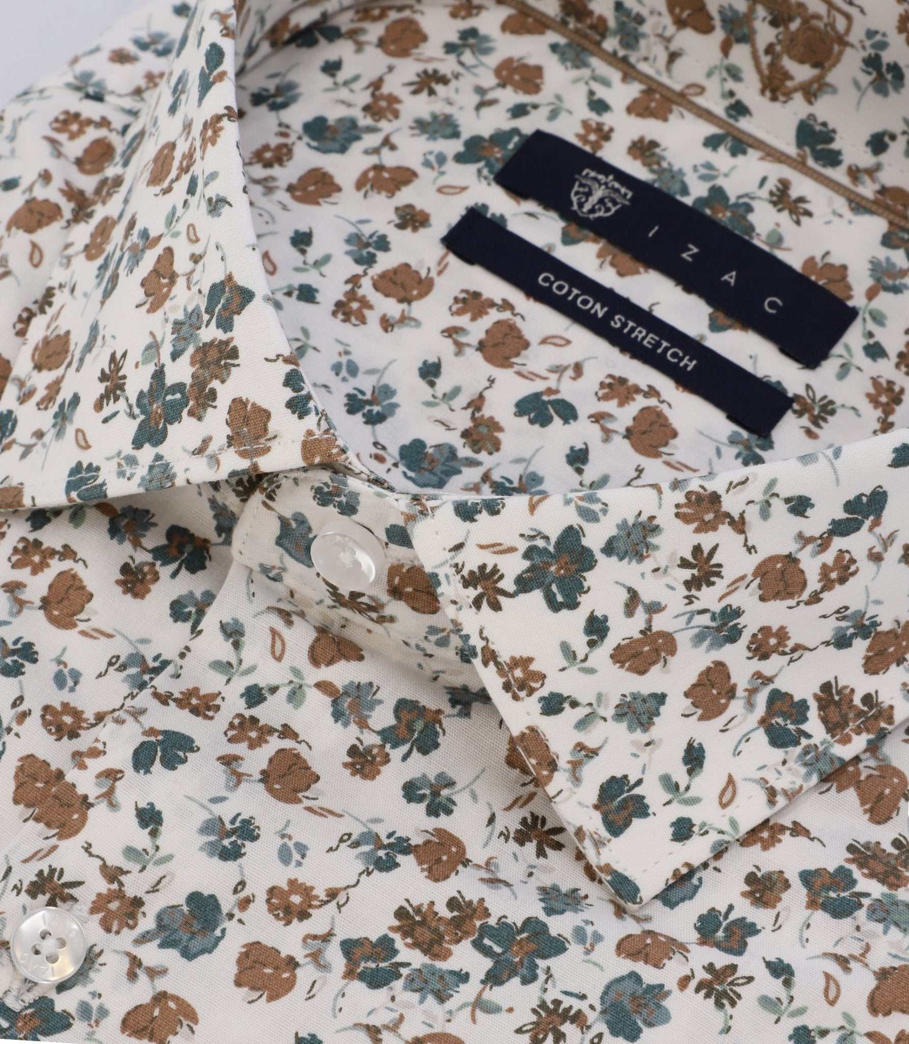 Chemise imprimée blanche et camel - IZAC