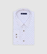 Chemise avec micro motifs blanche et camel - IZAC