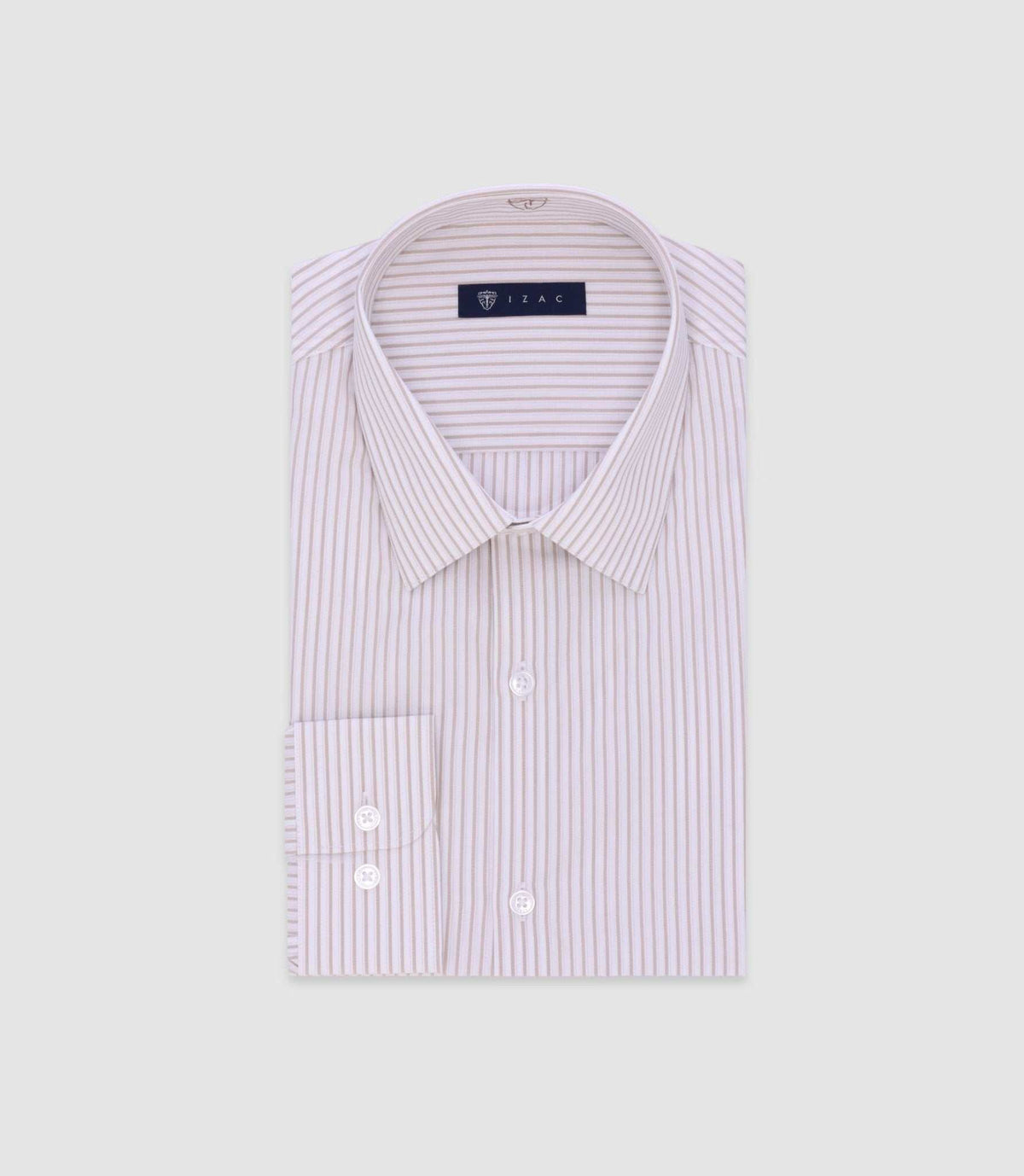 Chemise ajustée rayée beige - IZAC