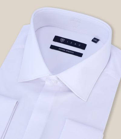 Chemise ville satin de coton blanche - IZAC