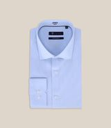 Chemise ville satin de coton bleu ciel - IZAC