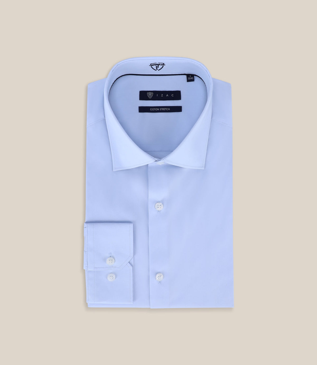 Chemise ville satin de coton bleu ciel - IZAC