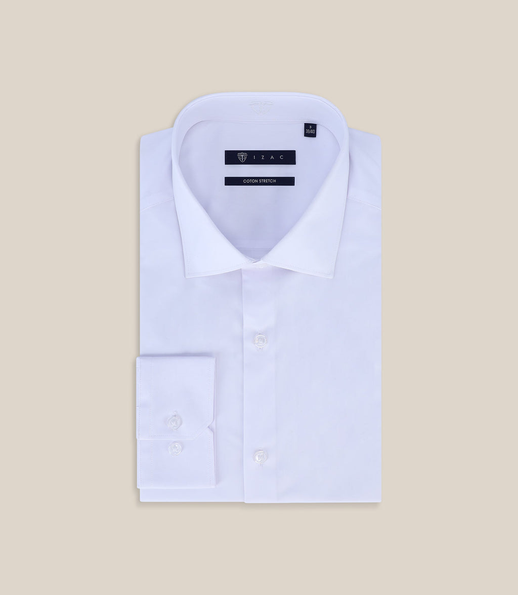 Chemise ville satin de coton blanc - IZAC
