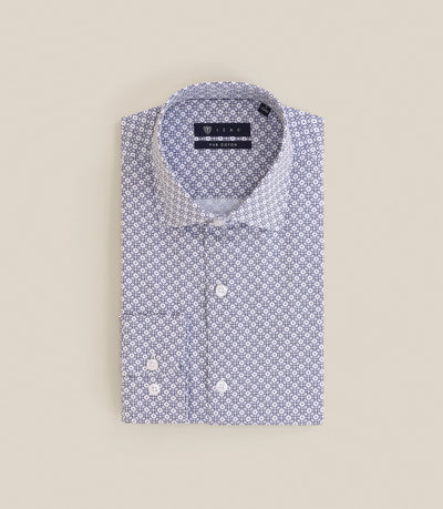 Chemise ajustée avec col italien bleue - IZAC