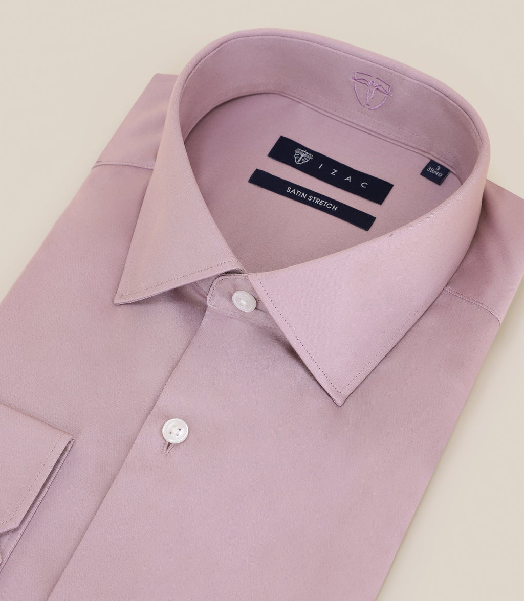 Chemise ville en satin de coton rose - IZAC
